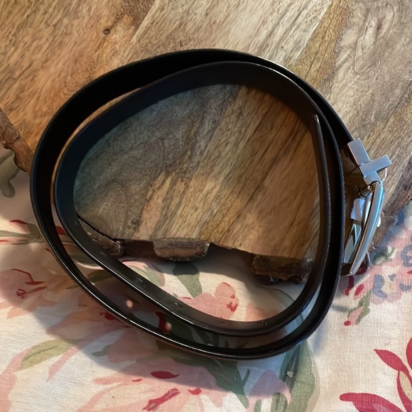 PERRY ELLIS Size W 32-38” Bonded Leather Belt Square Bright Silver Brown $49 NEW - Picture 8 of 13